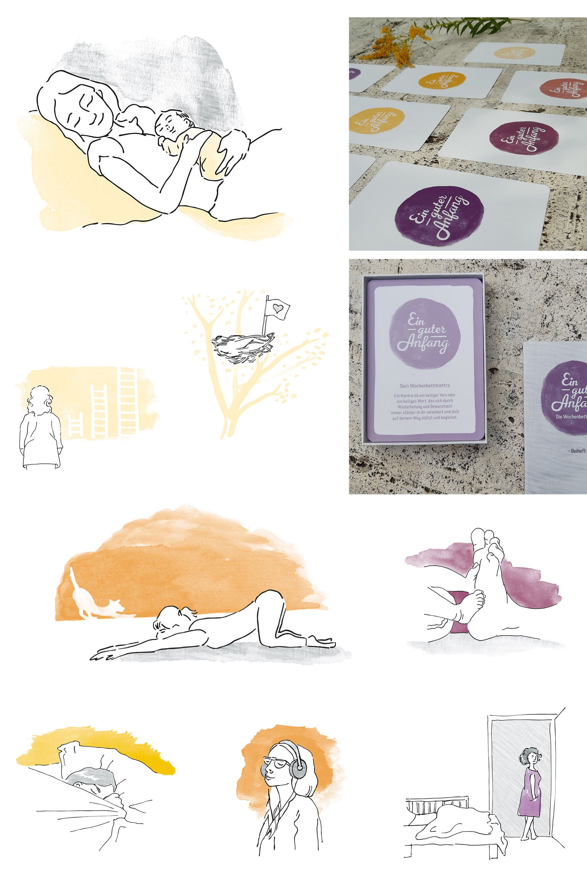 Ein guter Anfang – Wochenbettkarten | Illustration aus Berlin | Grafik Design